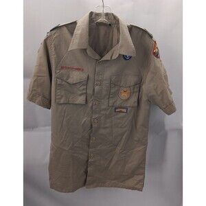 Boy Scouts of America BSA Men's Adult Shirt Small Tan Vented